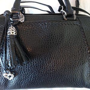 Brighton Blk Pebbled Leather Satchel Purse w/Strap